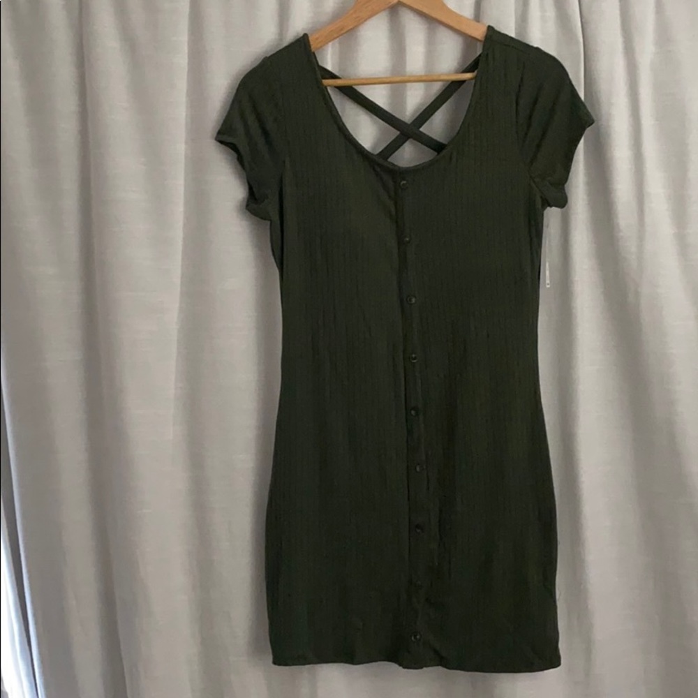 Olive green, body con dress